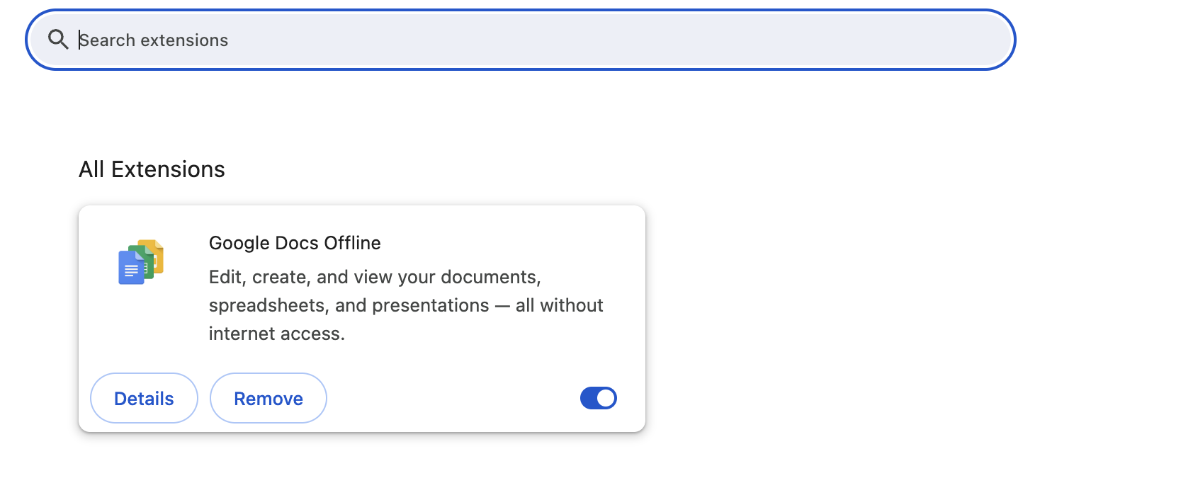 You will see the list of all installed extensions